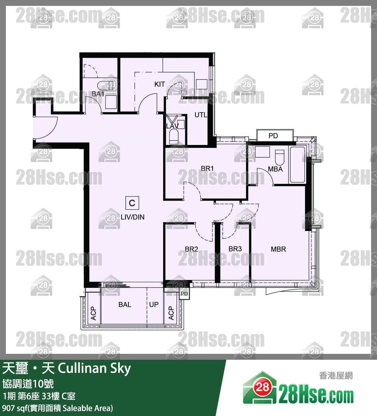 天玺天 1期 第6座 33楼 C室 平面图