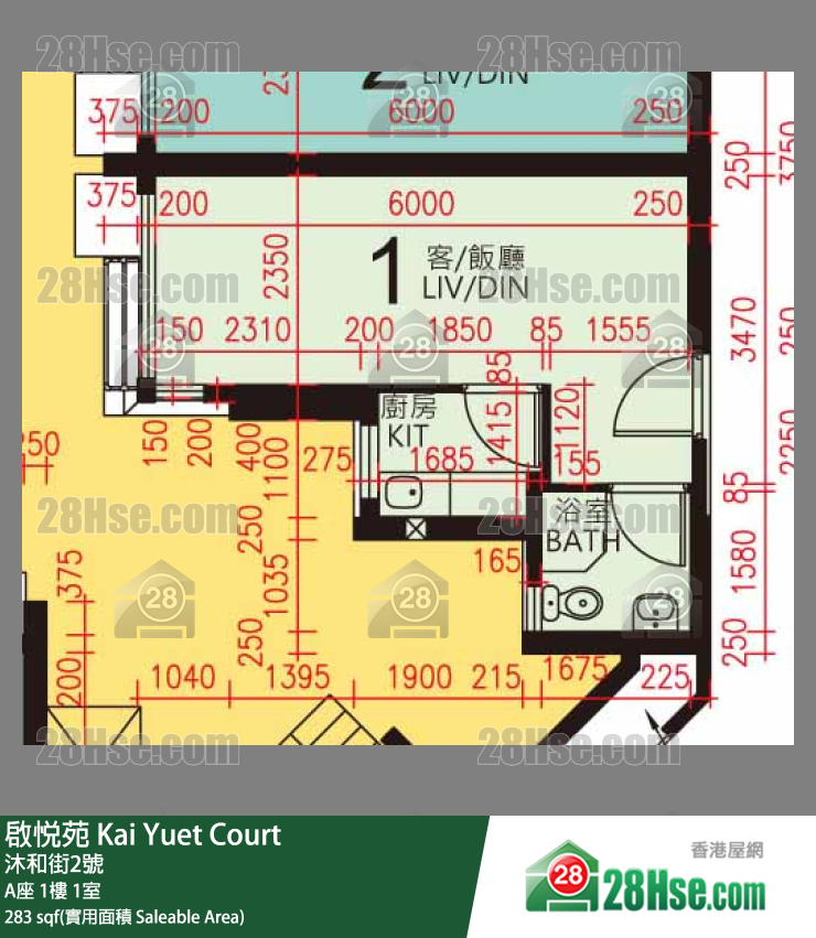 启悦苑 A座1楼 1室 平面图