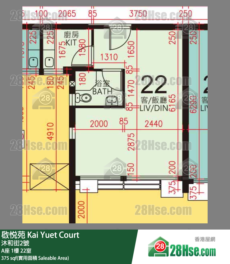 启悦苑 A座1楼 22室 平面图