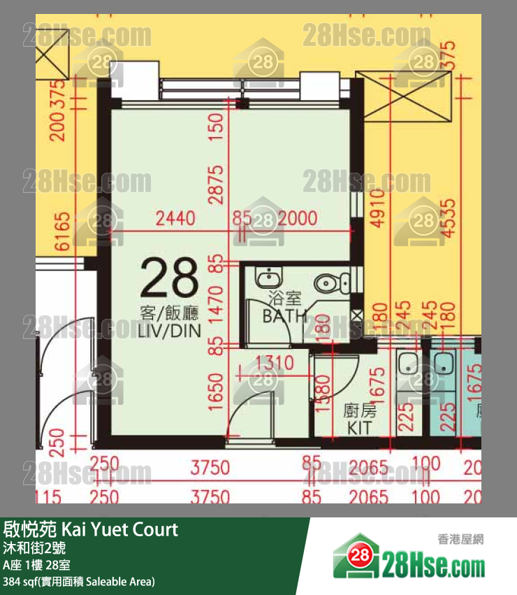 启悦苑 A座1楼 28室 平面图