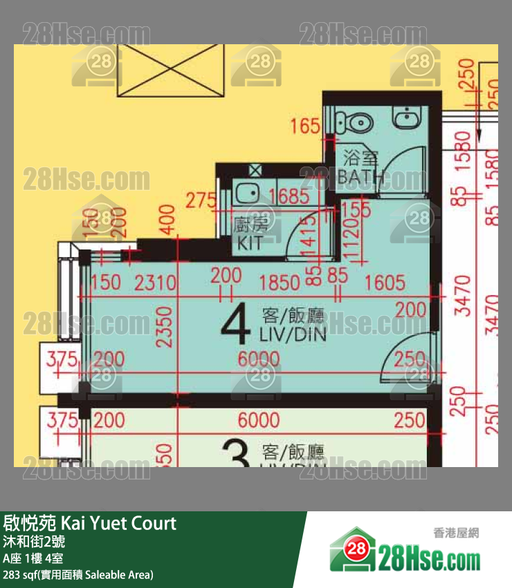 启悦苑 A座1楼 4室 平面图