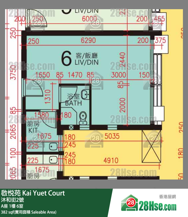 启悦苑 A座1楼 6室 平面图