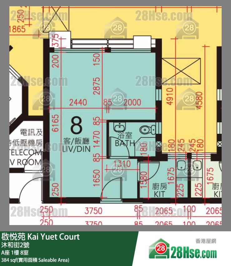 启悦苑 A座1楼 8室 平面图