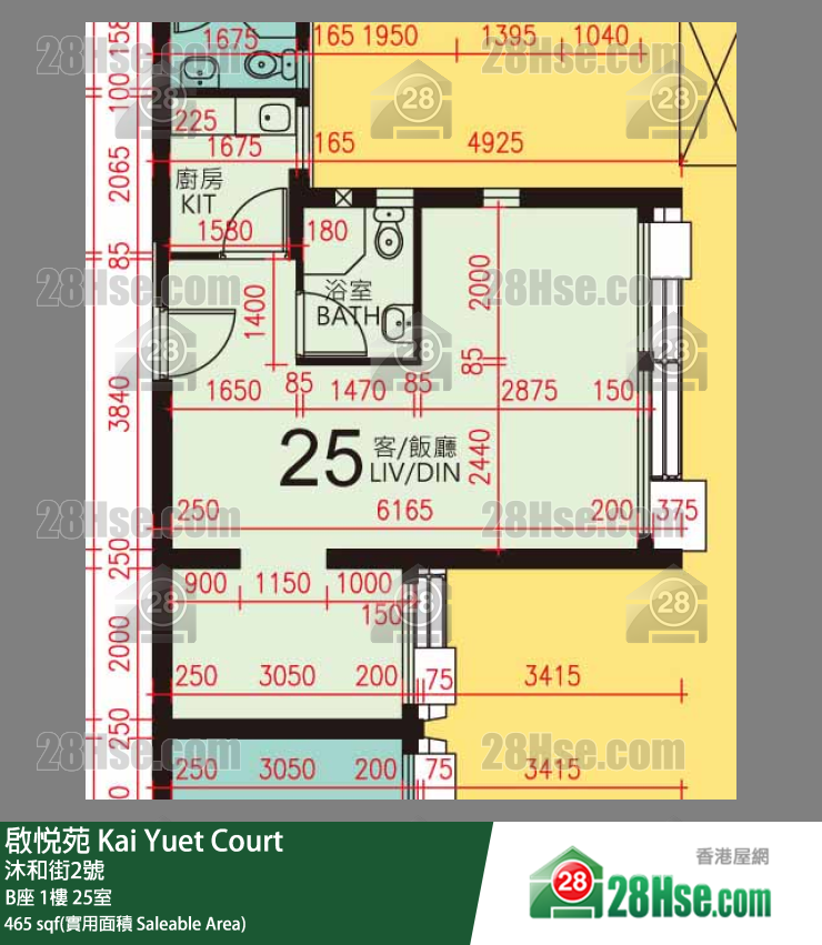 啟悅苑 B座1樓 25室 平面圖