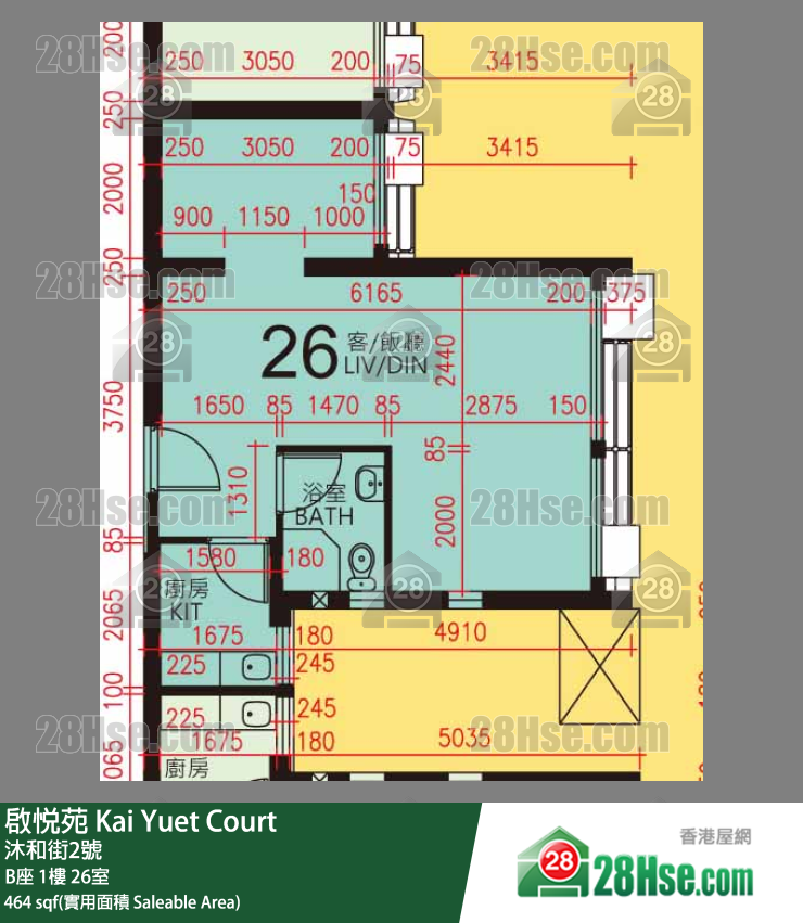 启悦苑 B座1楼 26室 平面图