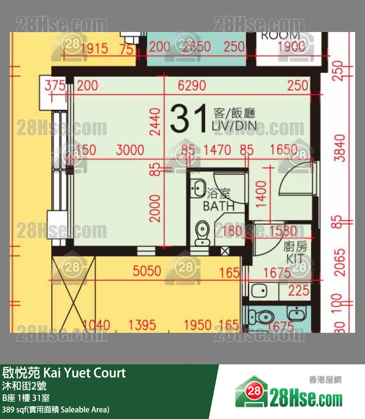 啟悅苑 B座1樓 31室 平面圖