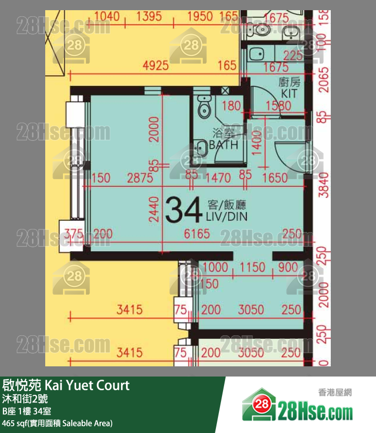 启悦苑 B座1楼 34室 平面图