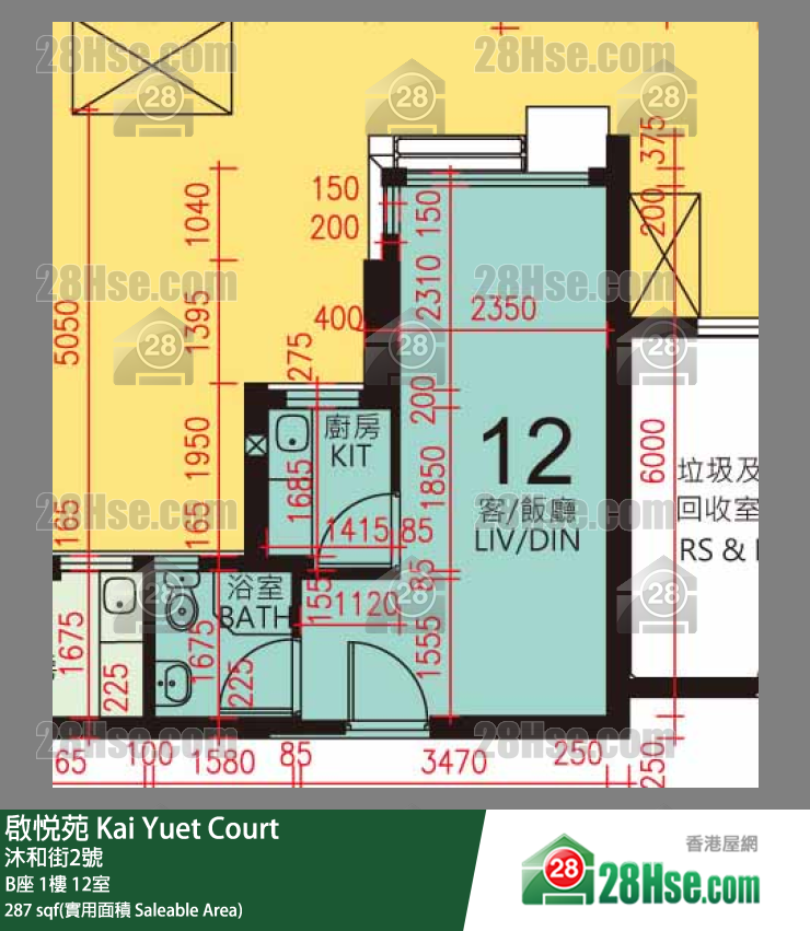 啟悅苑 B座1樓 12室 平面圖