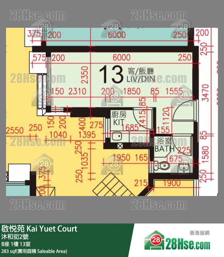启悦苑 B座1楼 13室 平面图