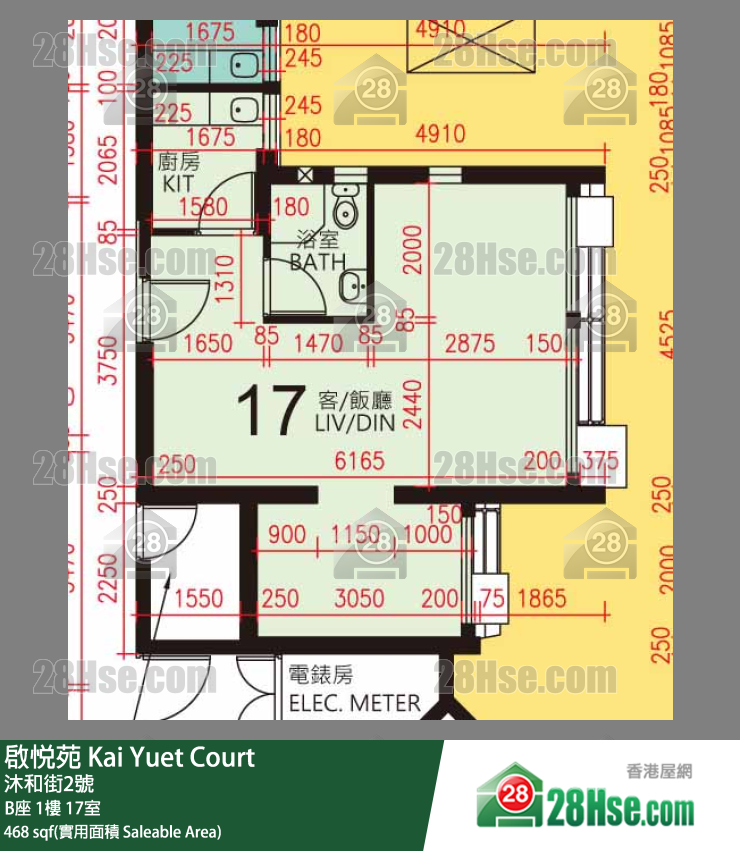 启悦苑 B座1楼 17室 平面图