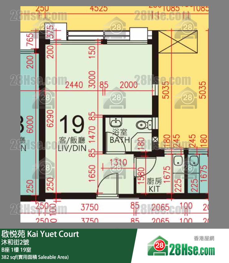 啟悅苑 B座1樓 19室 平面圖