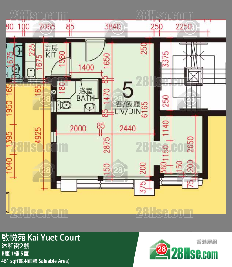 啟悅苑 B座1樓 5室 平面圖