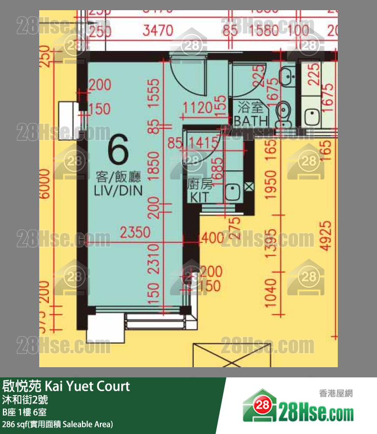 启悦苑 B座1楼 6室 平面图