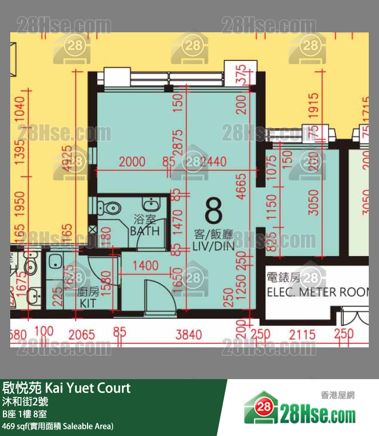 启悦苑 B座1楼 8室 平面图