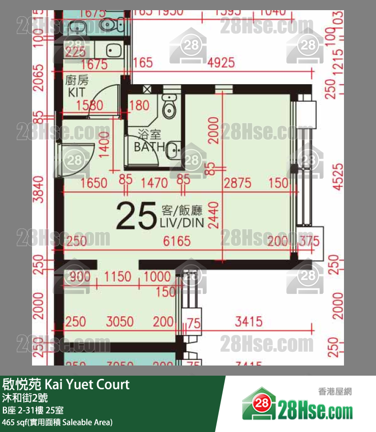 启悦苑 B座18楼 25室 平面图