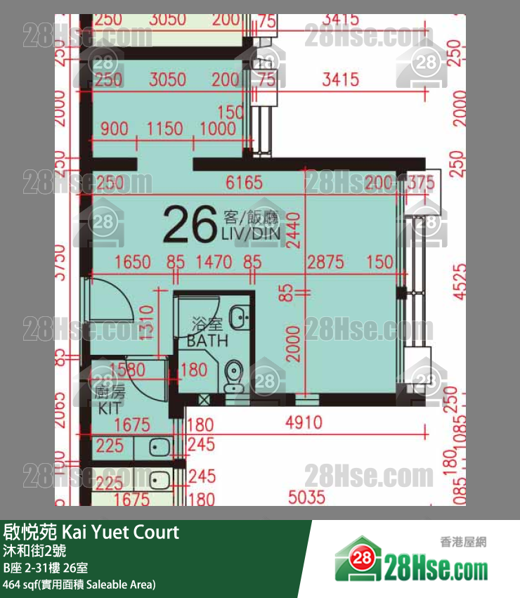 启悦苑 B座12楼 26室 平面图