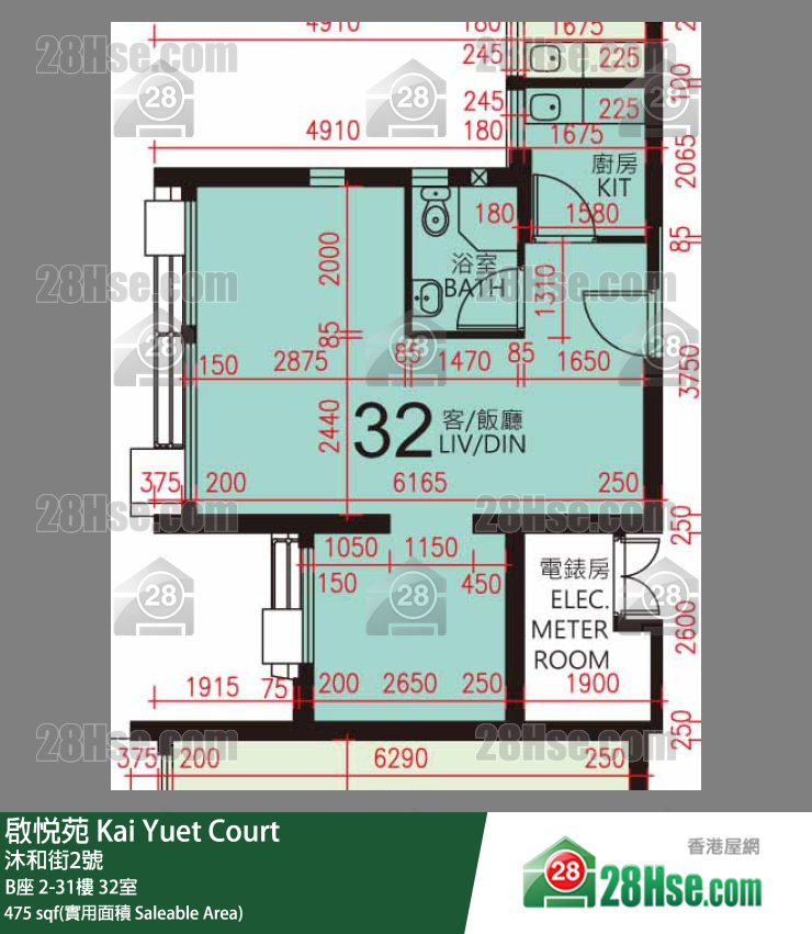 启悦苑 B座2楼 32室 平面图