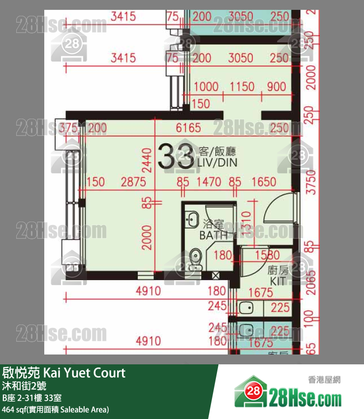 启悦苑 B座17楼 33室 平面图
