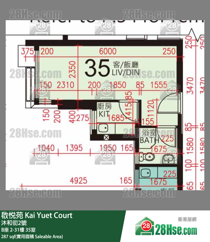 启悦苑 B座2楼 35室 平面图
