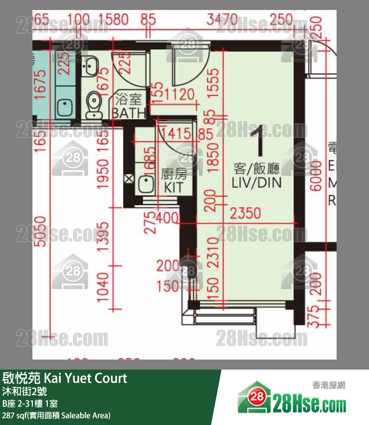 启悦苑 B座9楼 1室 平面图