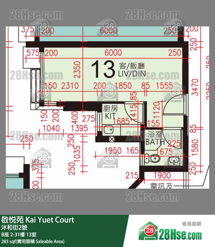 启悦苑 B座4楼 13室 平面图