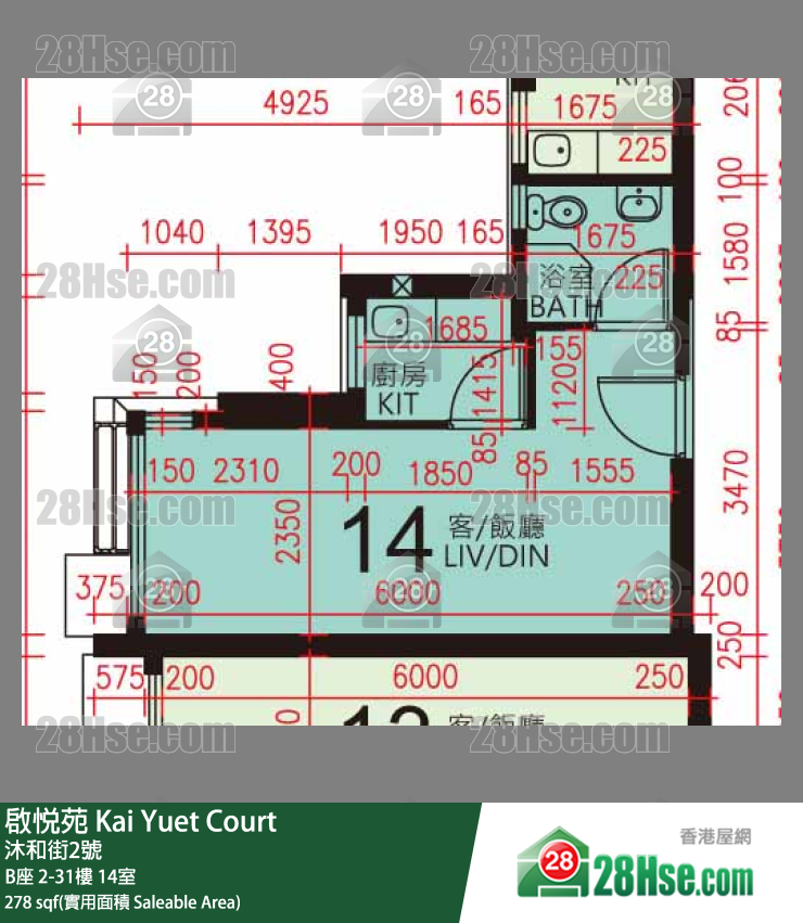 启悦苑 B座19楼 14室 平面图