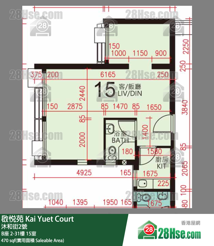 启悦苑 B座10楼 15室 平面图