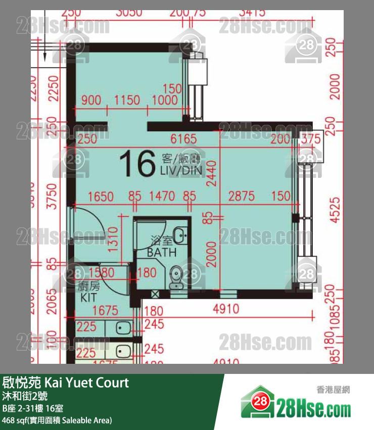 启悦苑 B座10楼 16室 平面图
