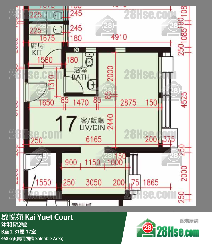 启悦苑 B座17楼 17室 平面图