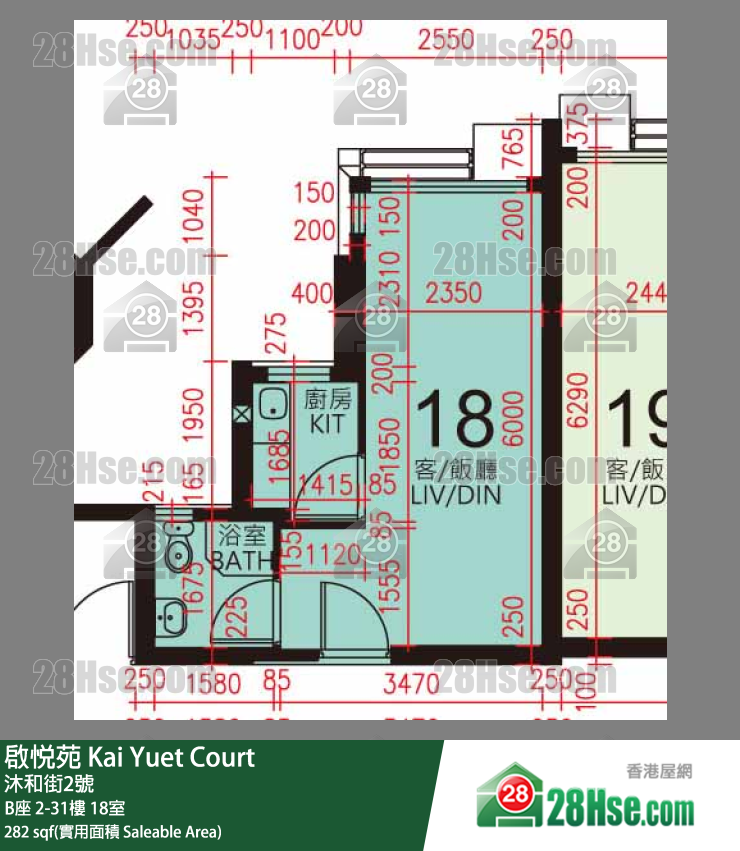 启悦苑 B座26楼 18室 平面图