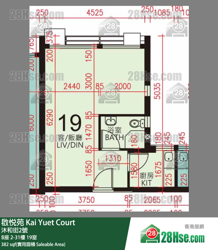 启悦苑 B座2楼 19室 平面图