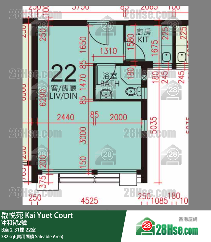 启悦苑 B座18楼 22室 平面图
