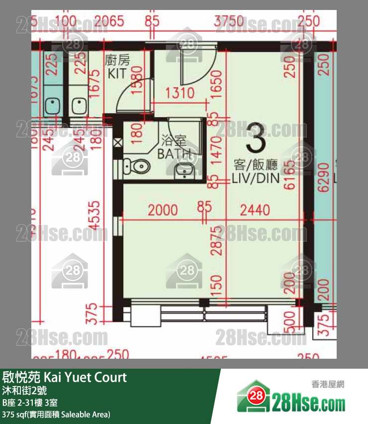 启悦苑 B座31楼 3室 平面图