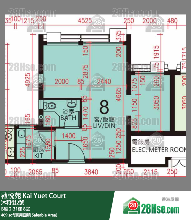 启悦苑 B座5楼 8室 平面图