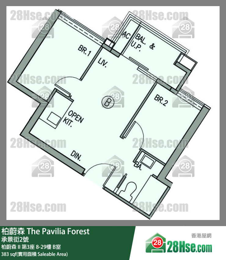 柏蔚森 单位平面图(由 28Hse 提供) 柏蔚森 单位平面图(由 28Hse 提供)