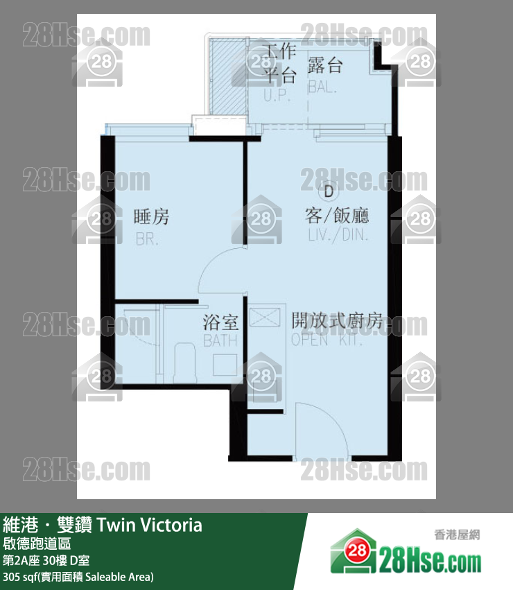 维港双钻 第2A座30楼 D室 平面图