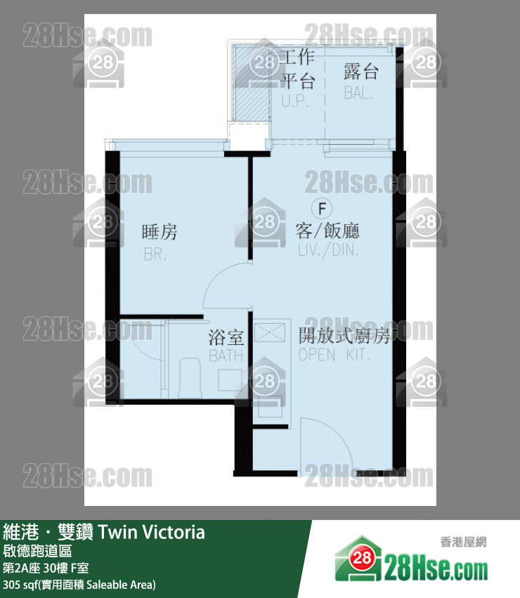 维港双钻 第2A座30楼 F室 平面图