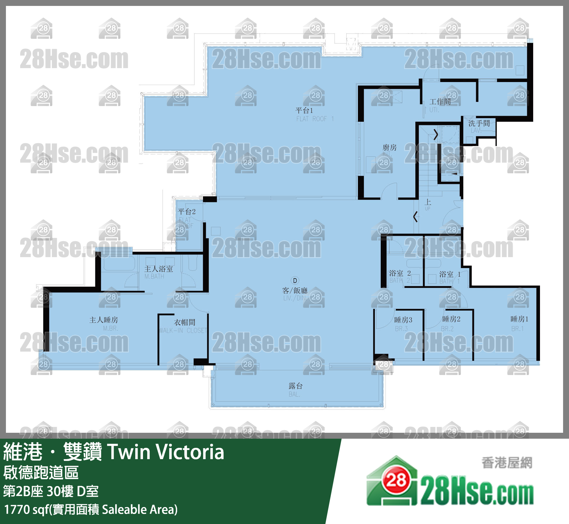 维港双钻 第2B座30楼 D室 平面图
