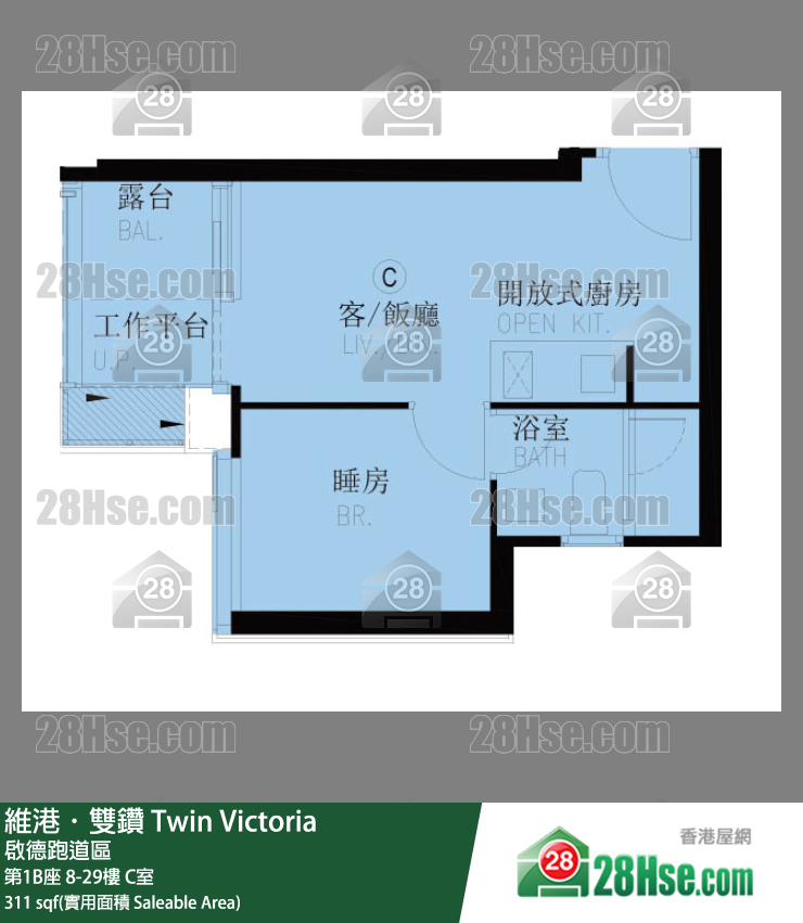 维港双钻 第1B座21楼 C室 平面图