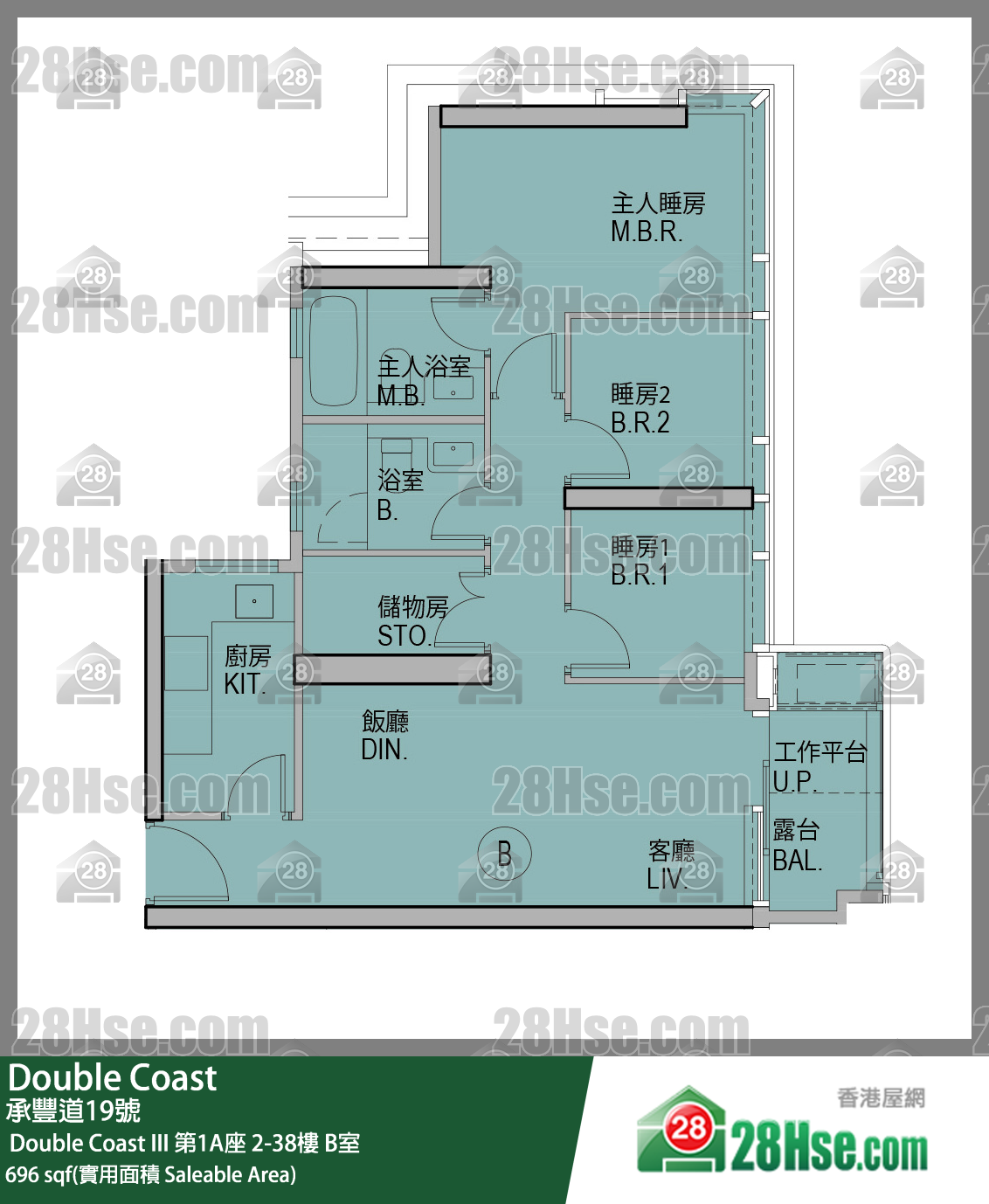 Double Coast 單位平面圖(由 28Hse 提供)