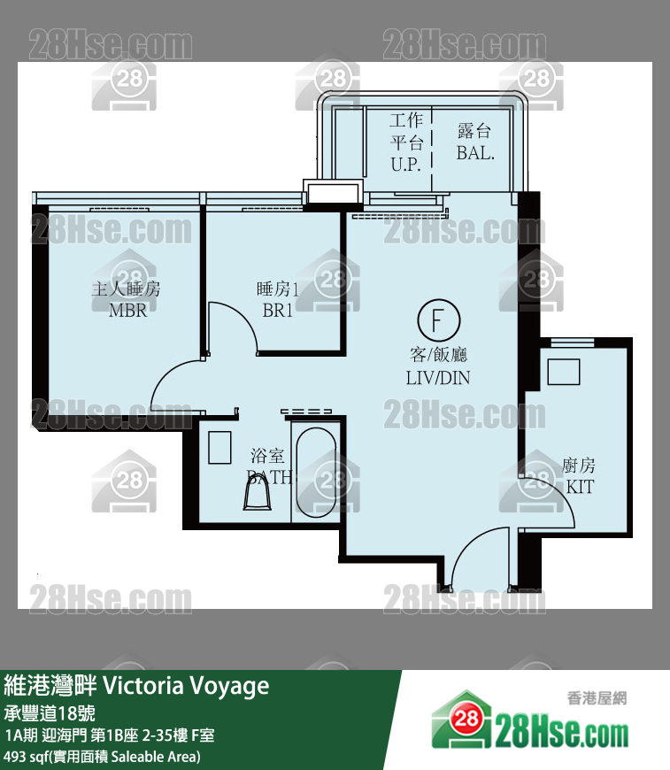 维港湾畔 1A期 迎海门第1B座23楼 F室 平面图