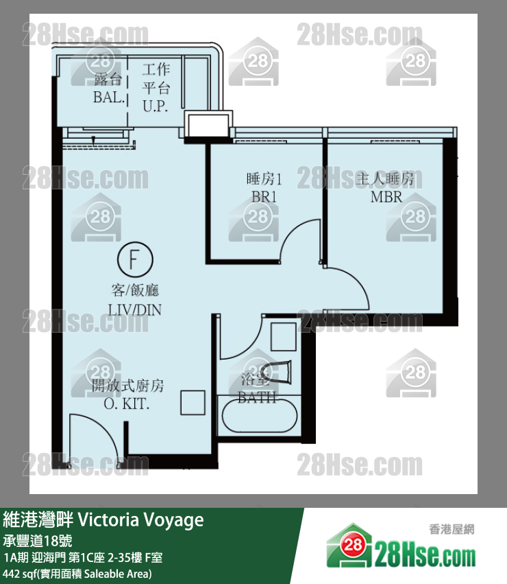 维港湾畔 1A期 迎海门第1C座29楼 F室 平面图