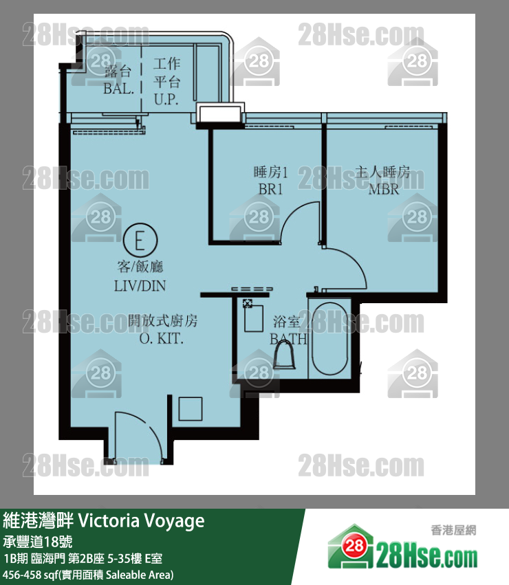 維港灣畔 1B期 臨海門第2B座29樓 E室 平面圖
