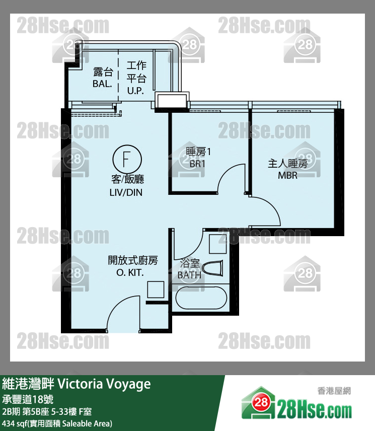 维港湾畔 2B期第5B座27楼 F室 平面图